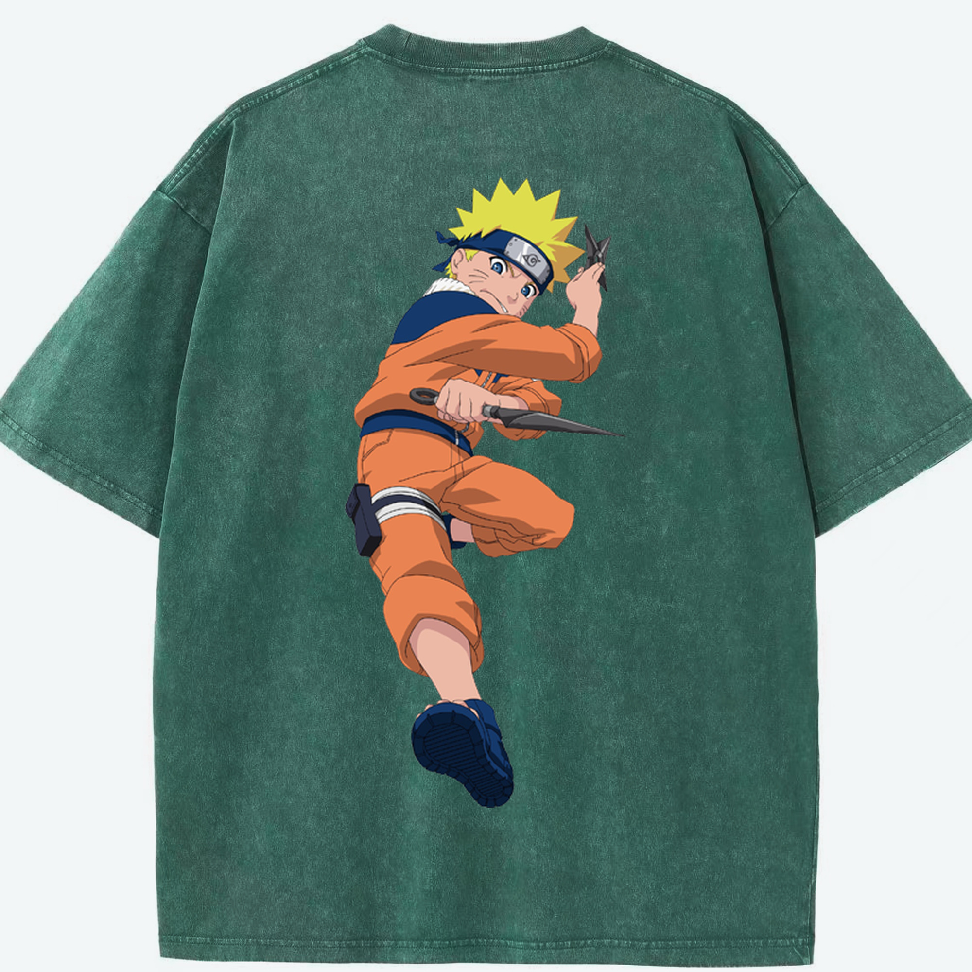 （画像用） NARUTO -ナルト- うずまき ナルト Uzumaki Naruto 綿100% ヴィンテージ風 半袖Tシャツ（背面プリント）